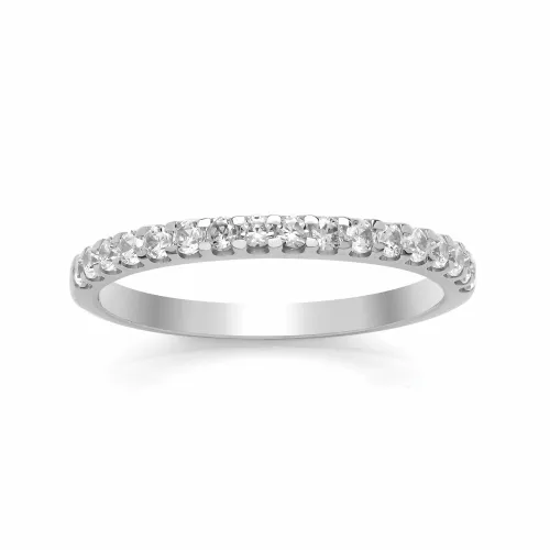 Claw Set White Gold Diamond Wedding Band - All Metals (TBCSRRCW) 